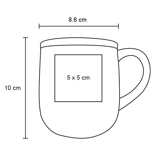 Plantilla con medidas y área de impresión de Taza Sabo