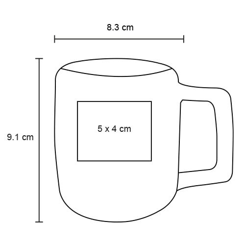Plantilla con medidas y área de impresión de Taza Pell