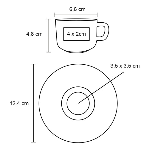 Plantilla con medidas y área de impresión de Taza Miel