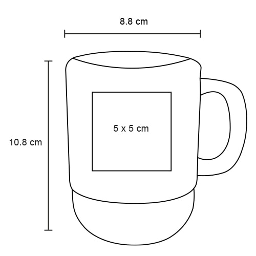 Plantilla con medidas y área de impresión de Taza Menta