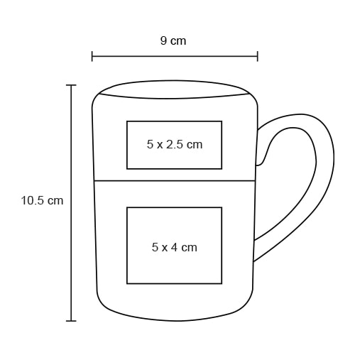 Plantilla con medidas y área de impresión de Taza Desert