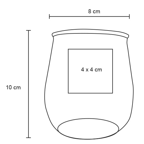 Plantilla con medidas y área de impresión de Vaso Eco Bali