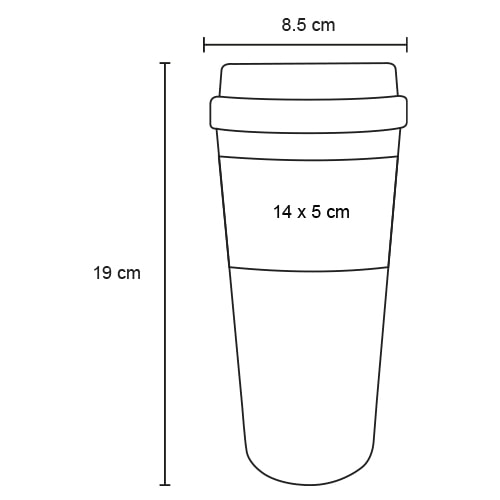 Plantilla con medidas y área de impresión de Termo de Rpet Eco Stella