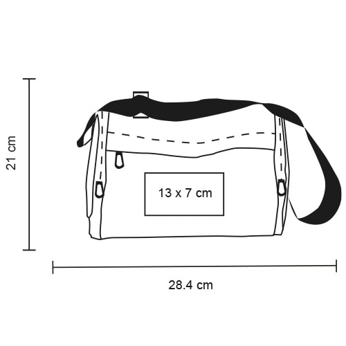 Plantilla con medidas y área de impresión de Bolsa de Hombro Durbuy