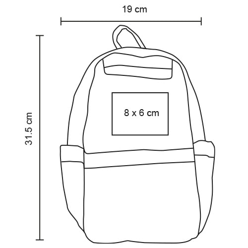 Plantilla con medidas y área de impresión de Bolsa de Hombro Sech