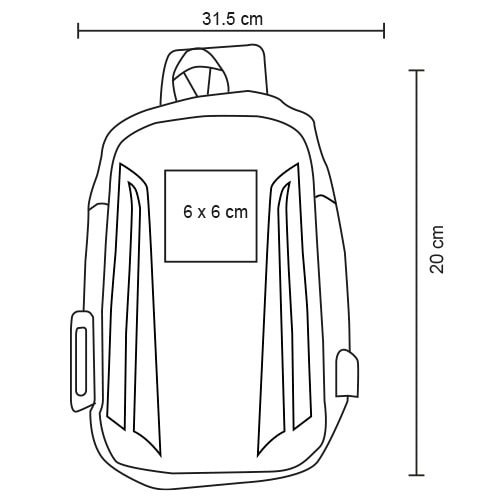 Plantilla con medidas y área de impresión de Bolsa de Hombro Mali