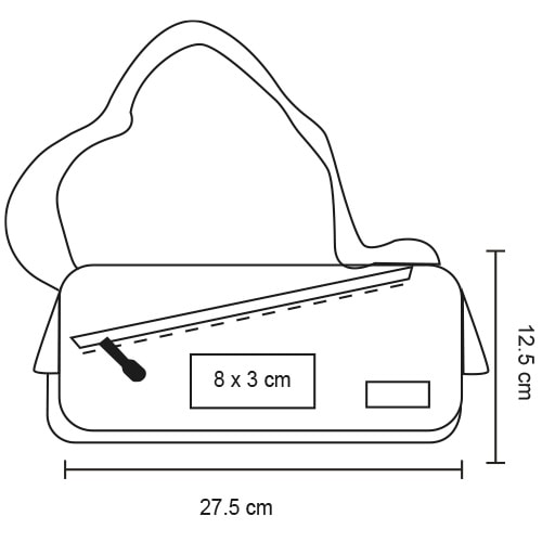 Plantilla con medidas y área de impresión de Bolsa de Hombro Loya