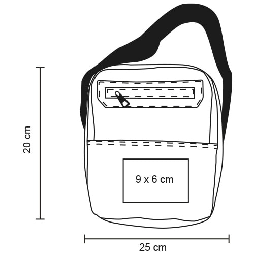 Plantilla con medidas y área de impresión de Bolsa de Hombro Max
