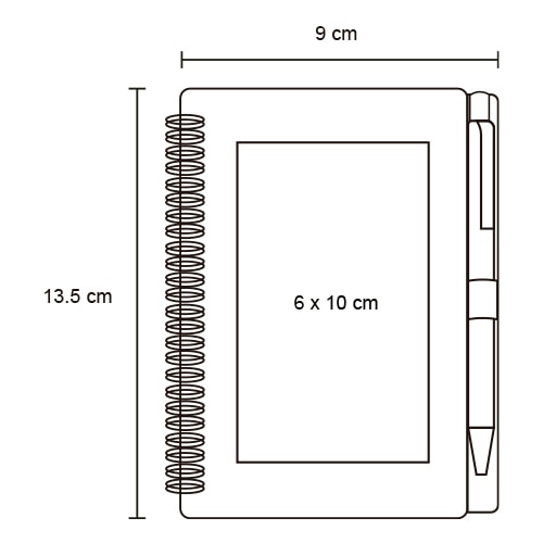 Plantilla con medidas y área de impresión de Mini Libreta Jun