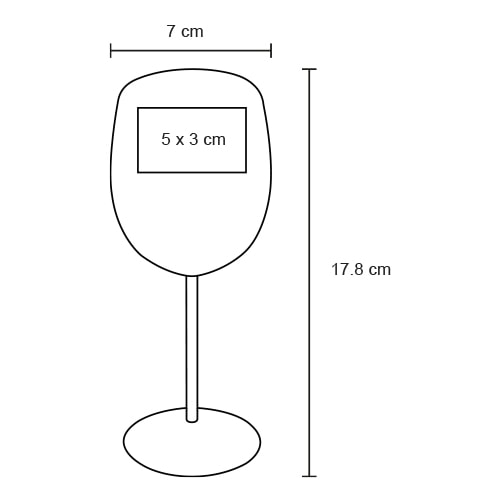 Plantilla con medidas y área de impresión de Copa de Vino Wine