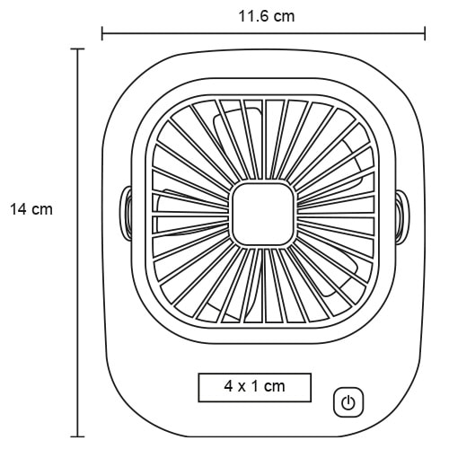 Plantilla con medidas y área de impresión de Mini Ventilador Pankha
