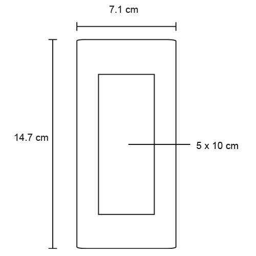 Plantilla con medidas y área de impresión de Power Bank Pin