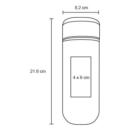 Plantilla con medidas y área de impresión de Termo Cube