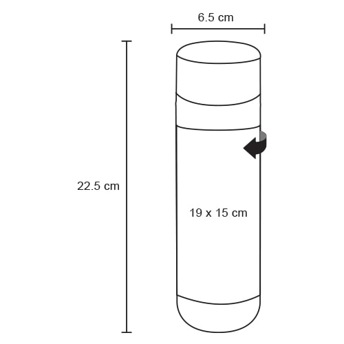 Plantilla con medidas y área de impresión de Termo Celsius