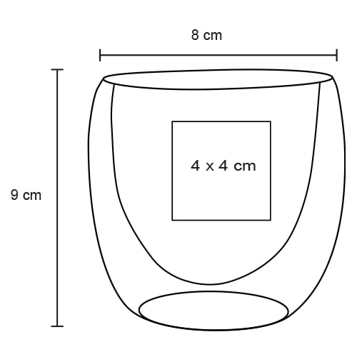 Plantilla con medidas y área de impresión de Vaso Brandy