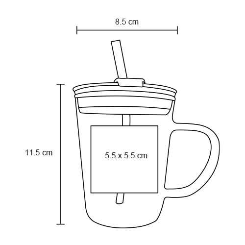 Plantilla con medidas y área de impresión de Taza Nectar