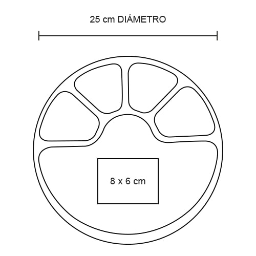 Plantilla con medidas y área de impresión de Botanero Dip