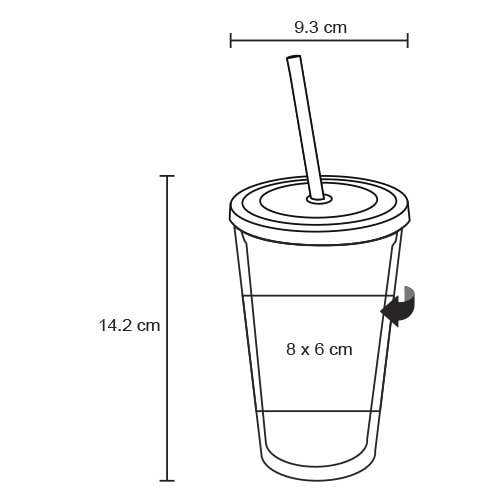Plantilla con medidas y área de impresión de Vaso Rock