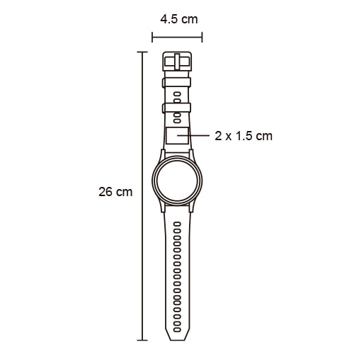 Plantilla con medidas y área de impresión de Smartwatch Zeit