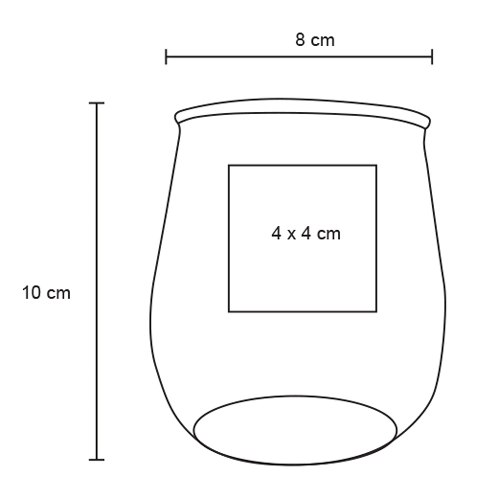 Plantilla con medidas y área de impresión de Vaso Bali Pastel