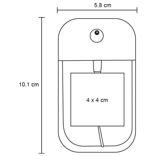 Plantilla con medidas y área de impresión de Gel Spray