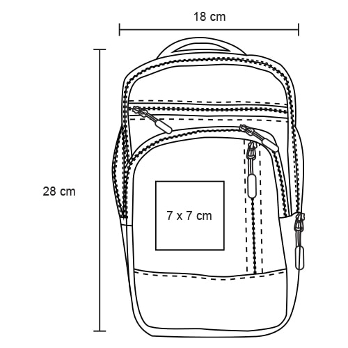 Plantilla con medidas y área de impresión de Bolsa de Hombro Coach