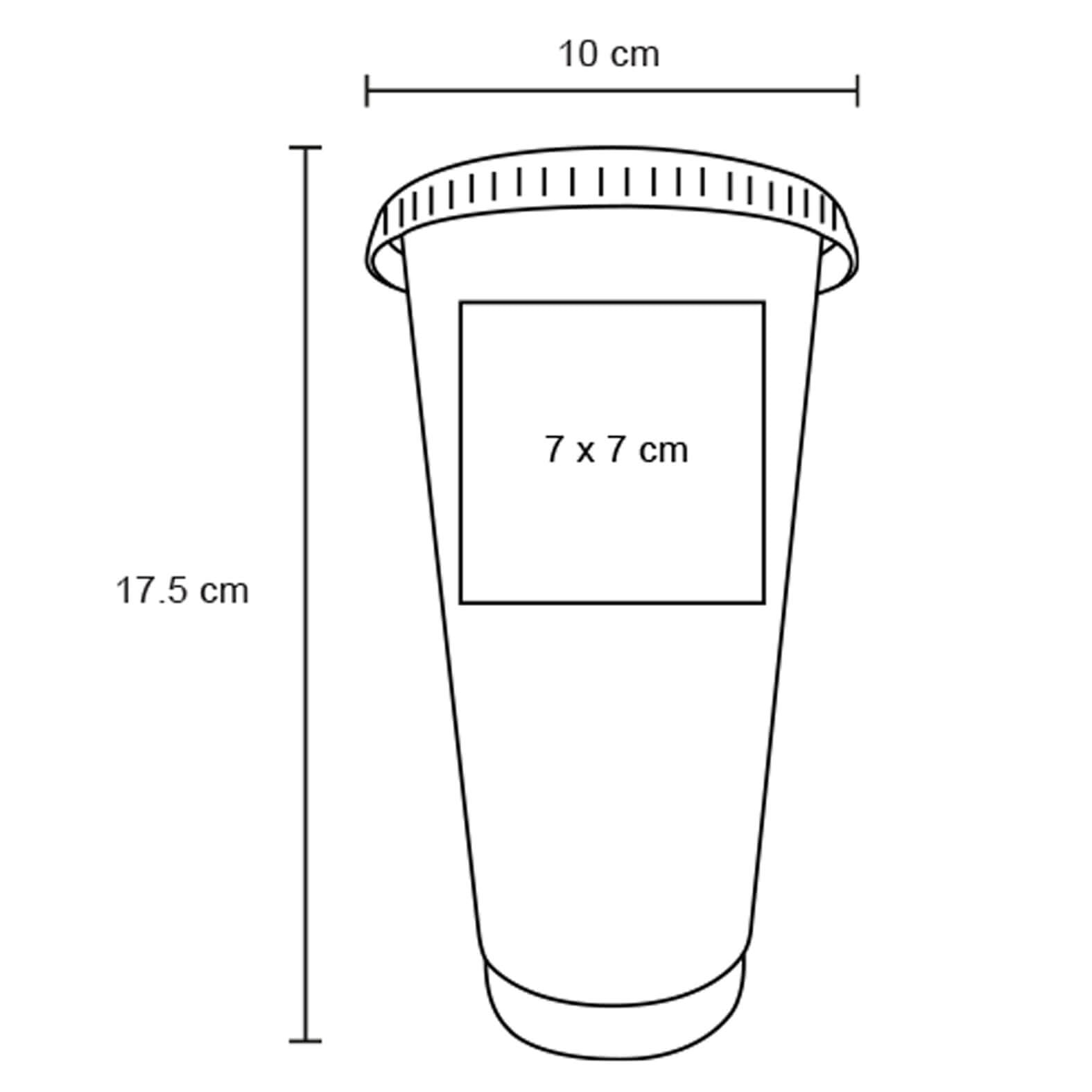 Plantilla con medidas y área de impresión de Vaso Triton Pastel