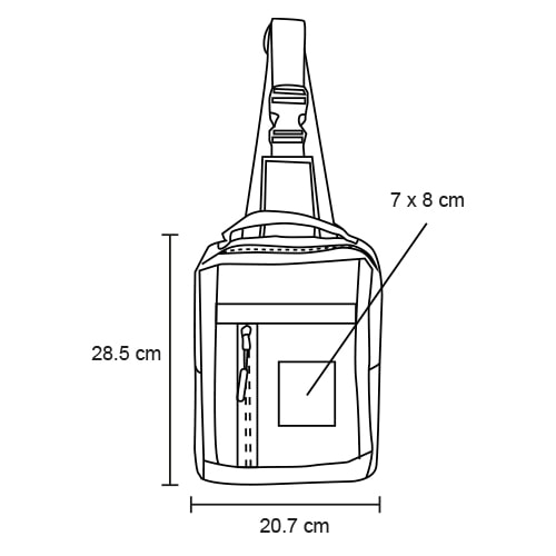 Plantilla con medidas y área de impresión de Bolsa de Hombro Mad
