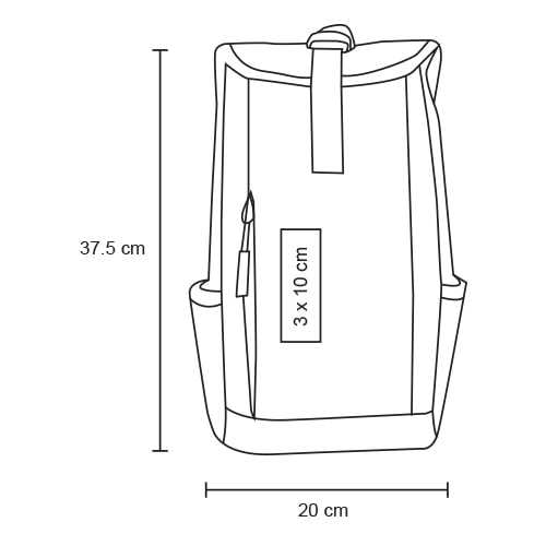 Plantilla con medidas y área de impresión de Bolsa de Hombro Connor
