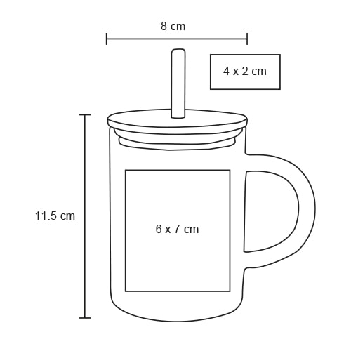 Plantilla con medidas y área de impresión de Tarro Berry