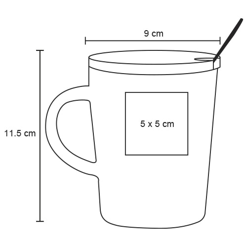 Plantilla con medidas y área de impresión de Taza Lungo