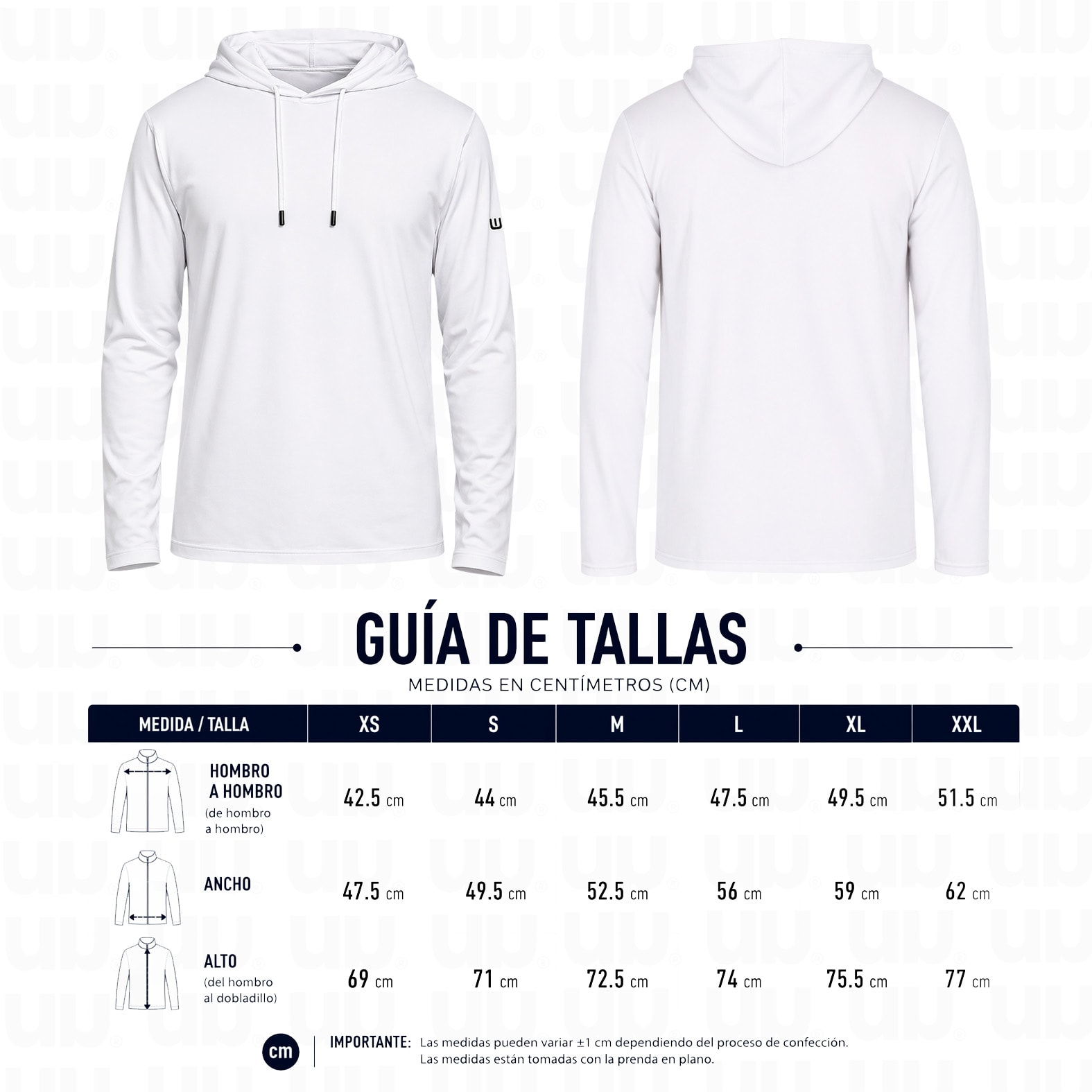 Plantilla con medidas y área de impresión de Sudadera de Manga Tuum Blizzard
