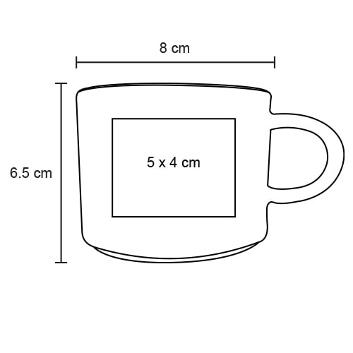 Plantilla con medidas y área de impresión de Taza Capuccino