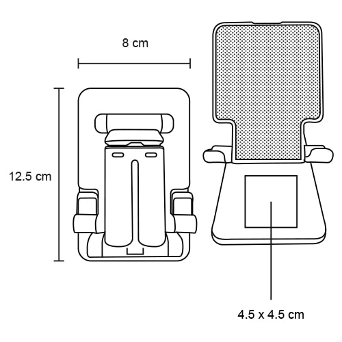 Plantilla con medidas y área de impresión de Soporte para Celular Rudo