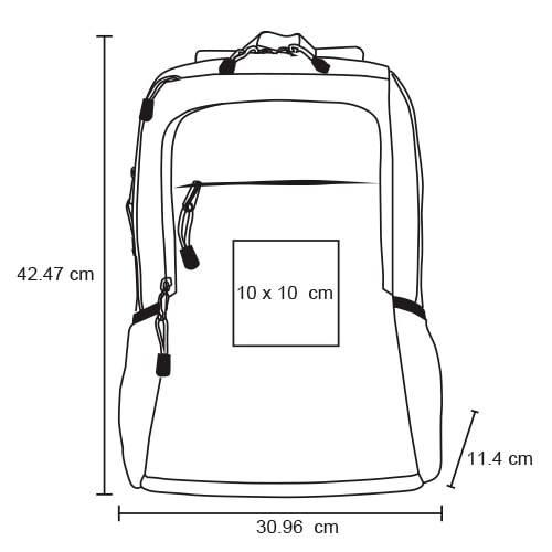 Plantilla con medidas y área de impresión de Mochila de Diseño Intellect Advanced Bl 101