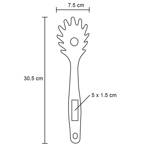 Plantilla con medidas y área de impresión de Utensilio de Cocina Chef