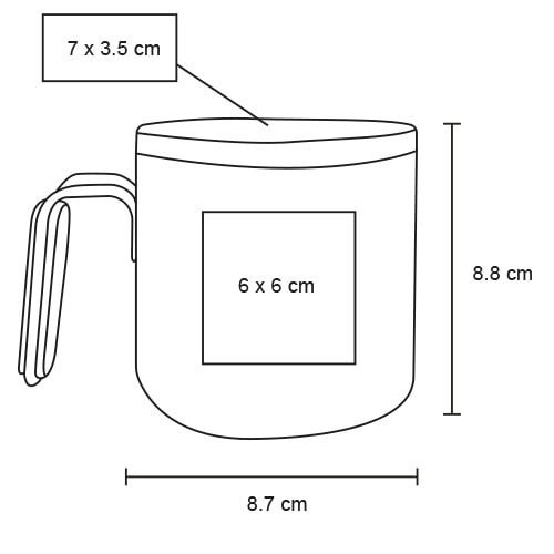 Plantilla con medidas y área de impresión de Taza Froc The Mist