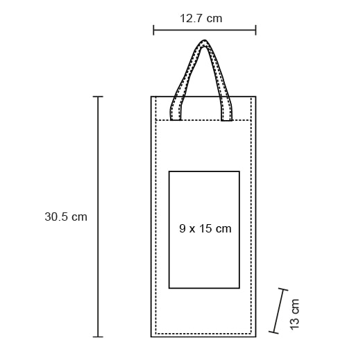 Plantilla con medidas y área de impresión de Porta Botella Vinoteca