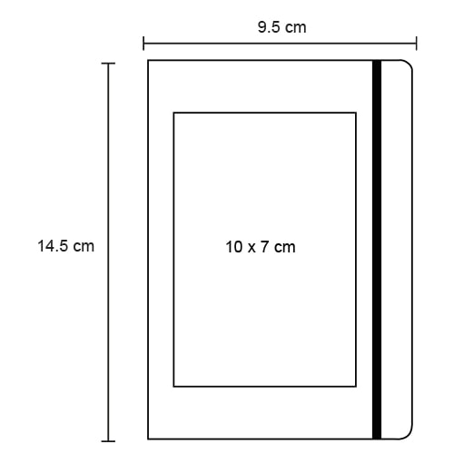 Plantilla con medidas y área de impresión de Libreta Mini Keeper