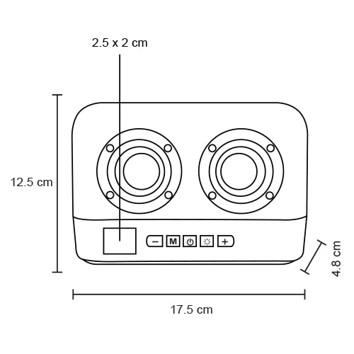 Plantilla con medidas y área de impresión de Bocina Bluetooth Sheeran