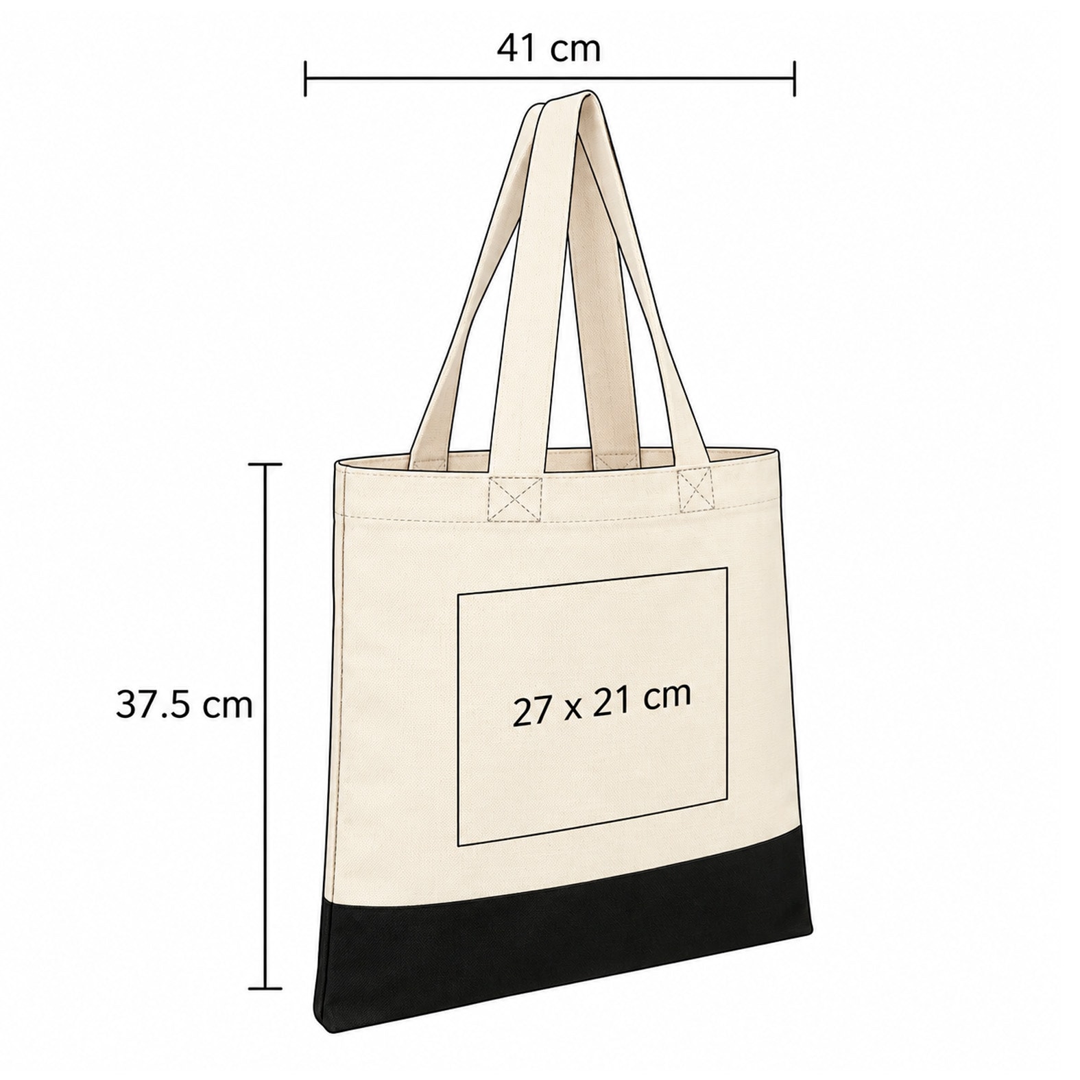 Plantilla con medidas y área de impresión de Bolsa Saint