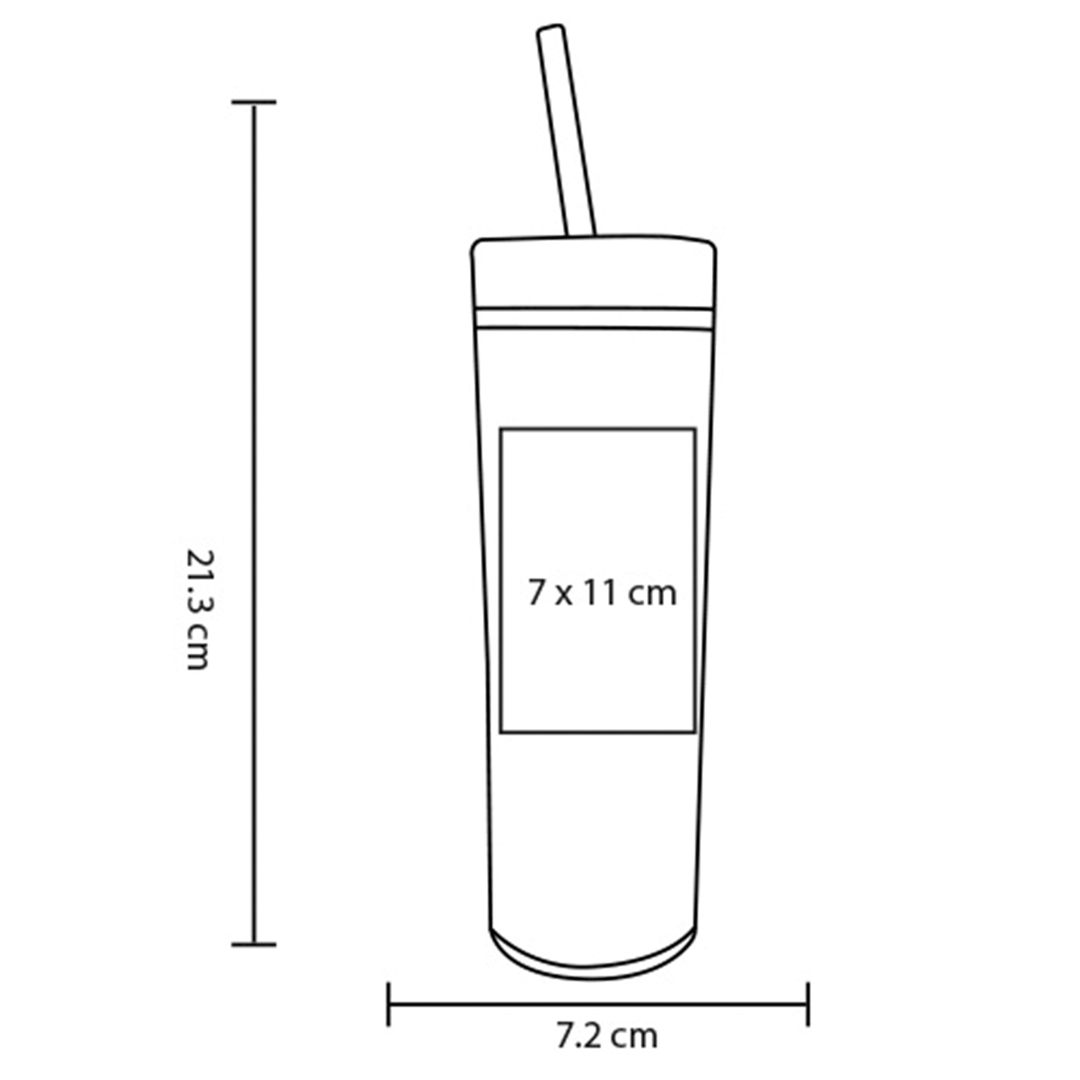 Plantilla con medidas y área de impresión de Vaso Sury
