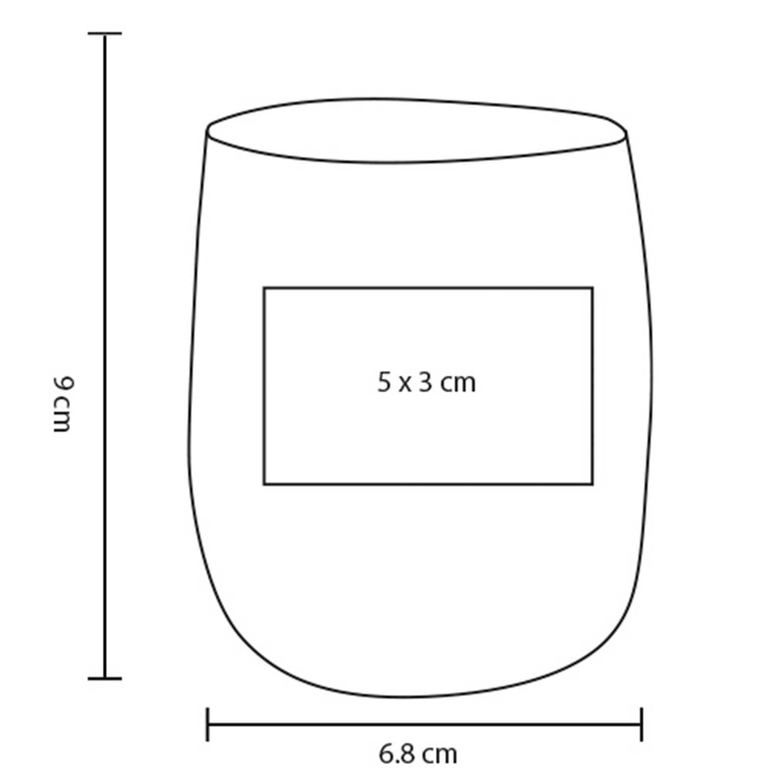 Plantilla con medidas y área de impresión de Vaso Stif