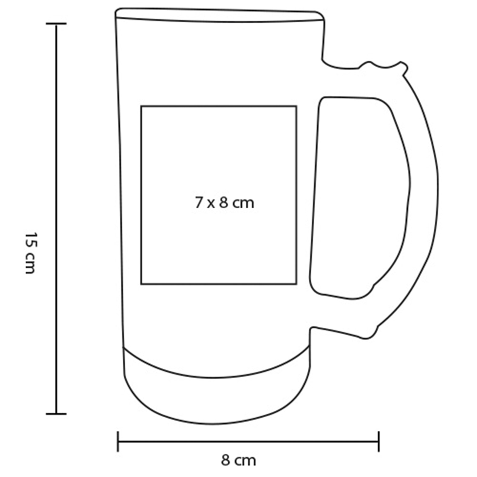 Plantilla con medidas y área de impresión de Tarro Fry