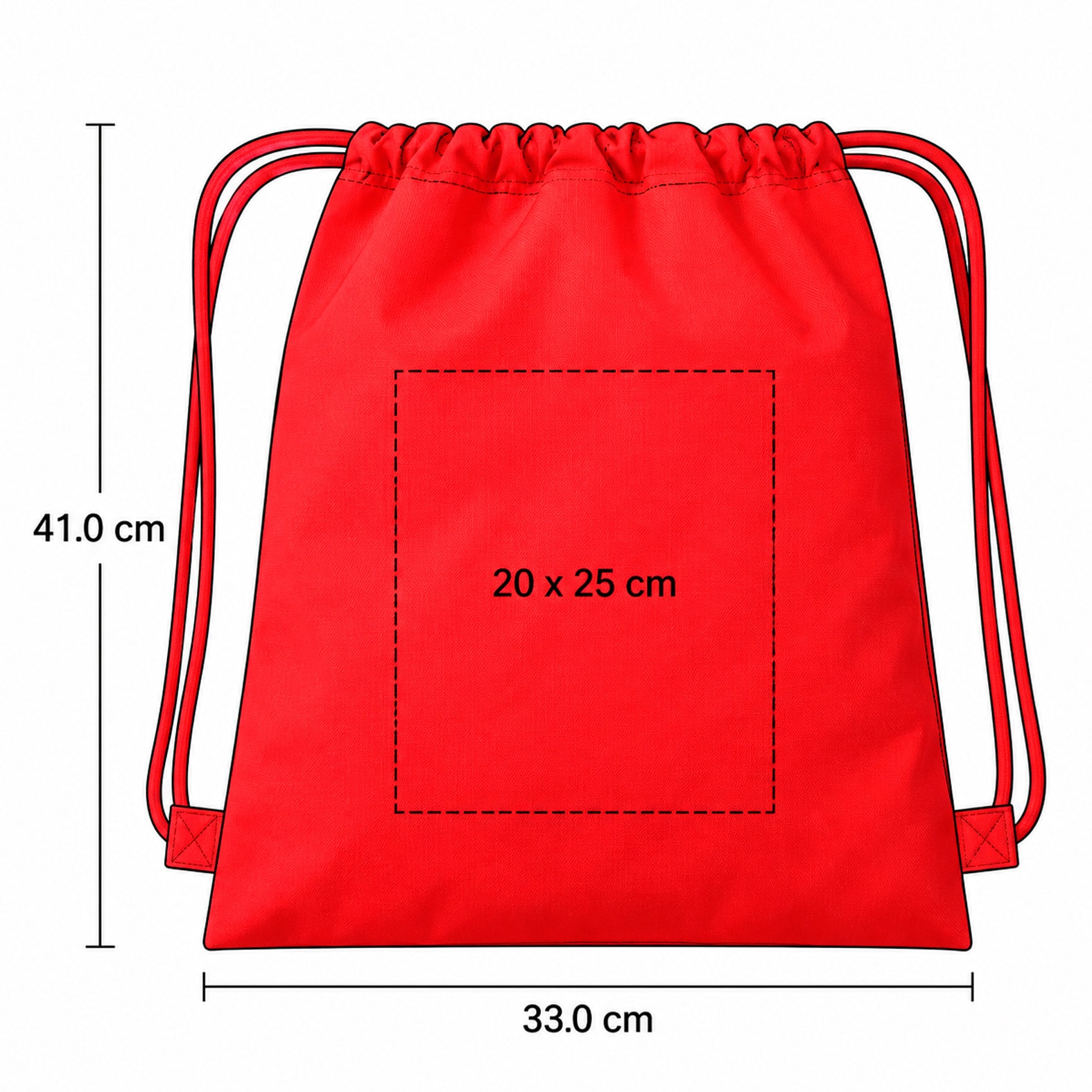 Plantilla con medidas y área de impresión de Morral Duck