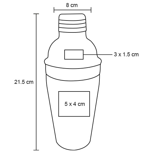 Plantilla con medidas y área de impresión de Shaker Tonic