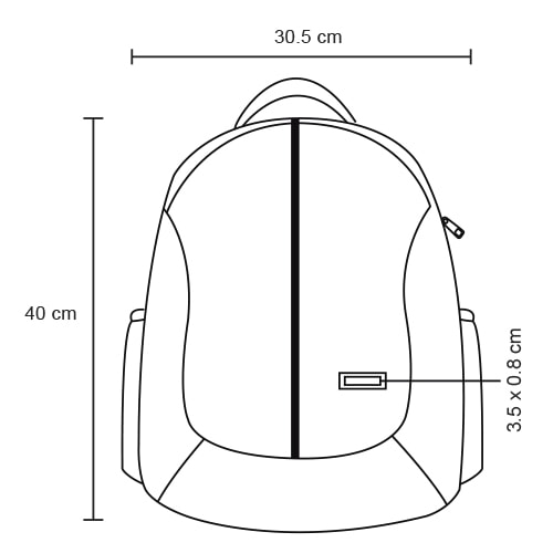 Plantilla con medidas y área de impresión de Mochila Cento