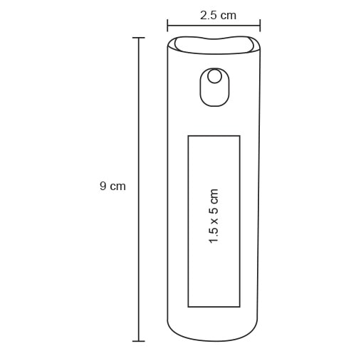 Plantilla con medidas y área de impresión de Gel Lister