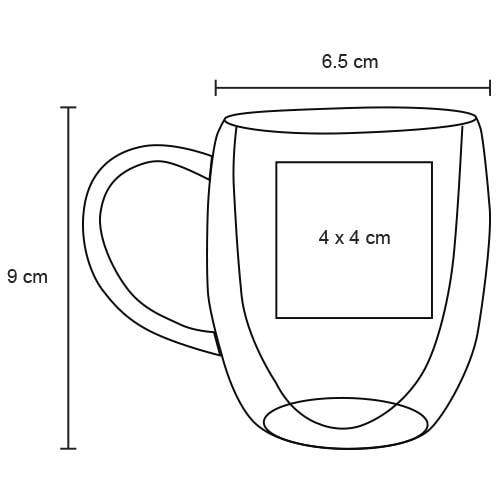 Plantilla con medidas y área de impresión de Taza Luwak