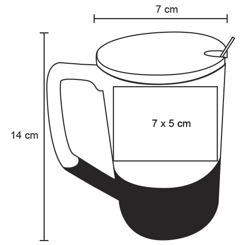 Plantilla con medidas y área de impresión de Taza Alicante